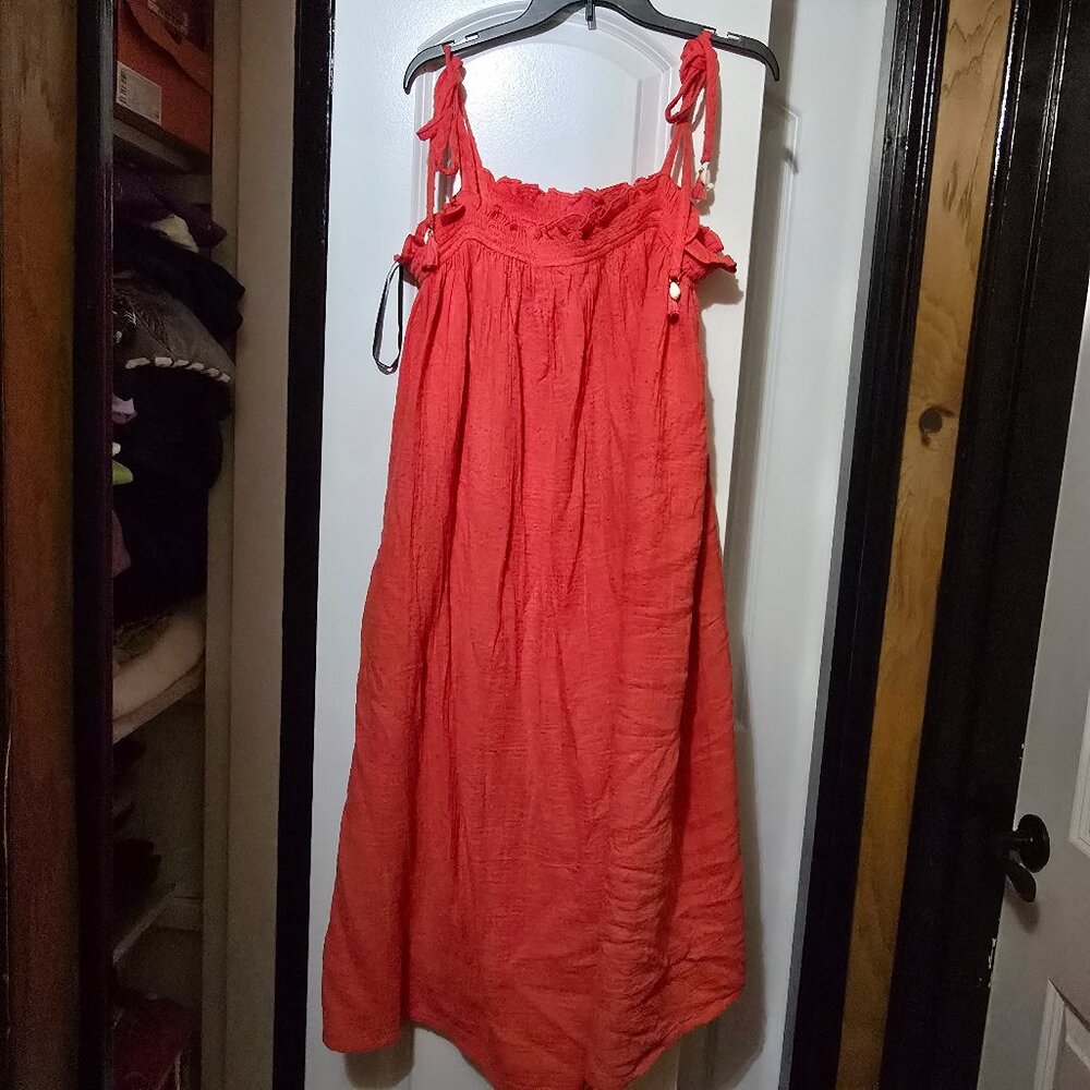 Forever 21 Women's Orange/Coral Sleeveless Dress with Tie Straps Size 1X